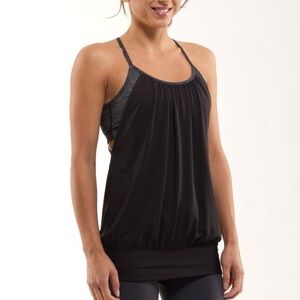Lululemon No Limit Tank Charcoal Striped Medium Size 6 Bust Lining Loose Fit GUC